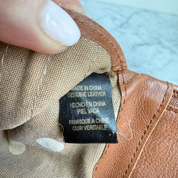 Fossil Genuine Leather Wallet Clutch Buckle Detail Tan Brown Polka Dot Lining - Picture 12 of 14